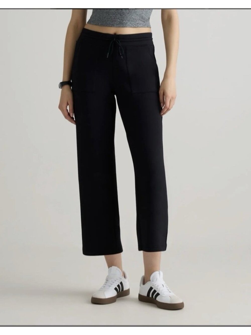 Quince Women Cloudcomfort High-Rise Cropped Sweatpants Black Size M